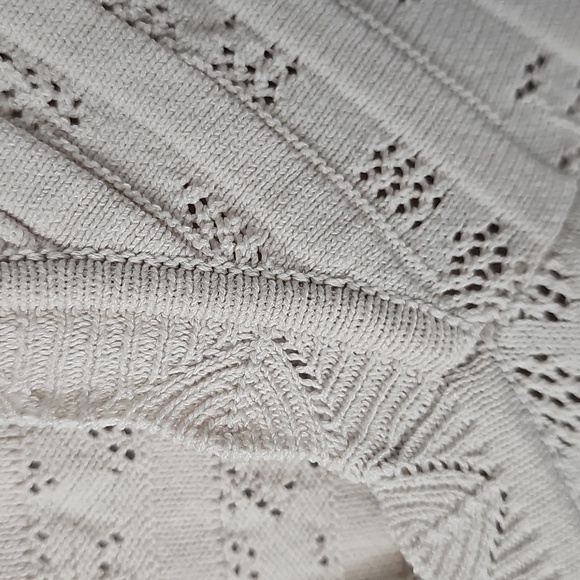 Ryegrass Tan Open Knit Square Neckline 3/4 Sleeve Bodycon Sweater Top Sz: XLarge - Picture 5 of 9